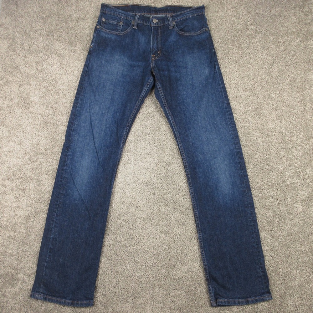 Levis Jeans Mens 32x34 Blue 514 Slim Straight Faded Zip Fly Flex Denim Pants